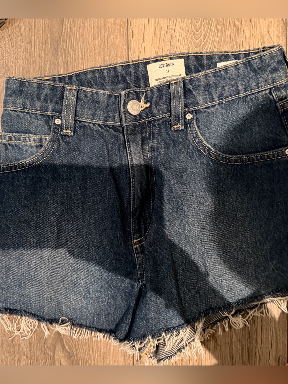 Cotton On Denim Mini Skirt with Frayed Hem - Dark Blue